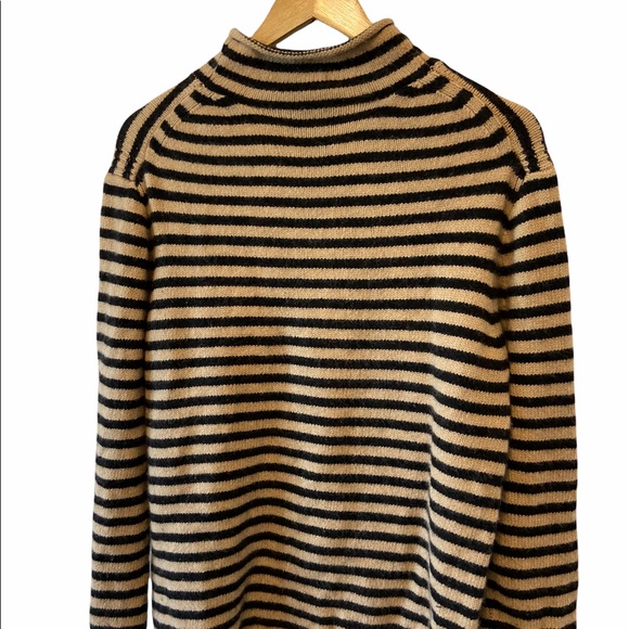 J. Crew Striped Cowl Neck Sweater in Black and Tan - Picture 6 of 8